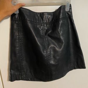 Free People Black Faux Leather Mini Skirt